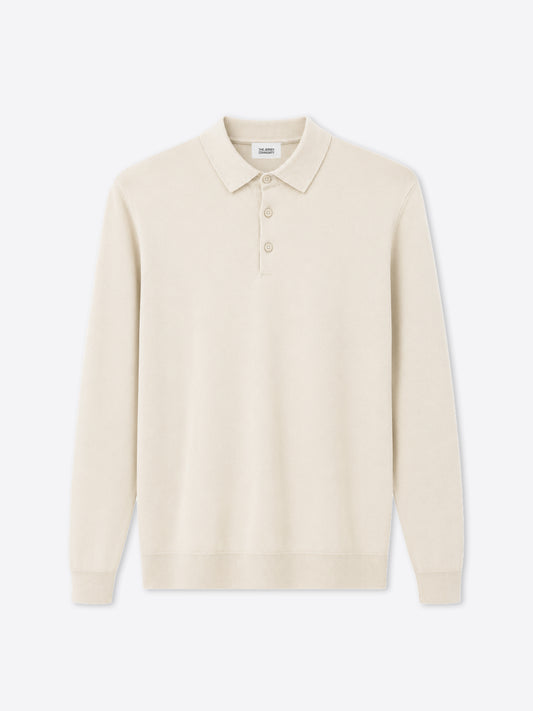 Cotton Knit Long Sleeve Polo Layer